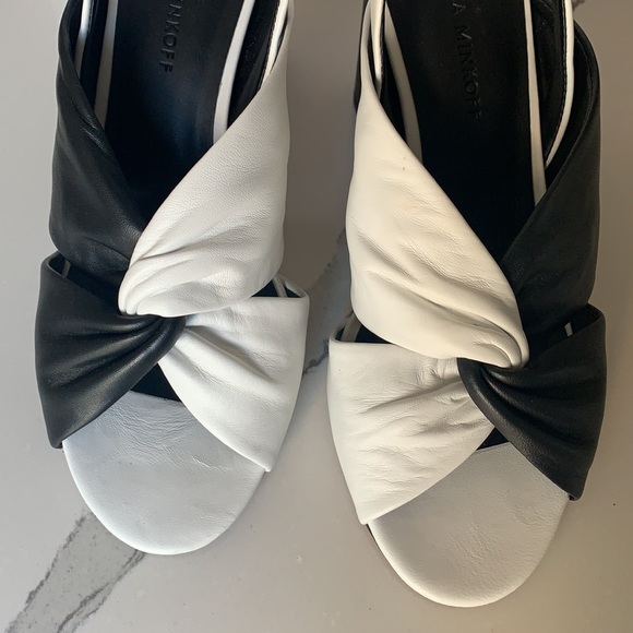 Rebecca Minkoff black and white leather heels size 7 - Picture 4 of 5